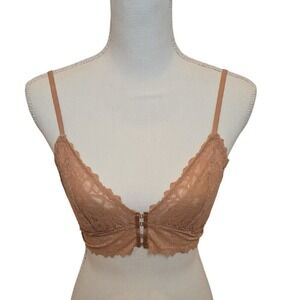 Aerie Medium Lace Mesh Unlined Bralette - Tan Nude